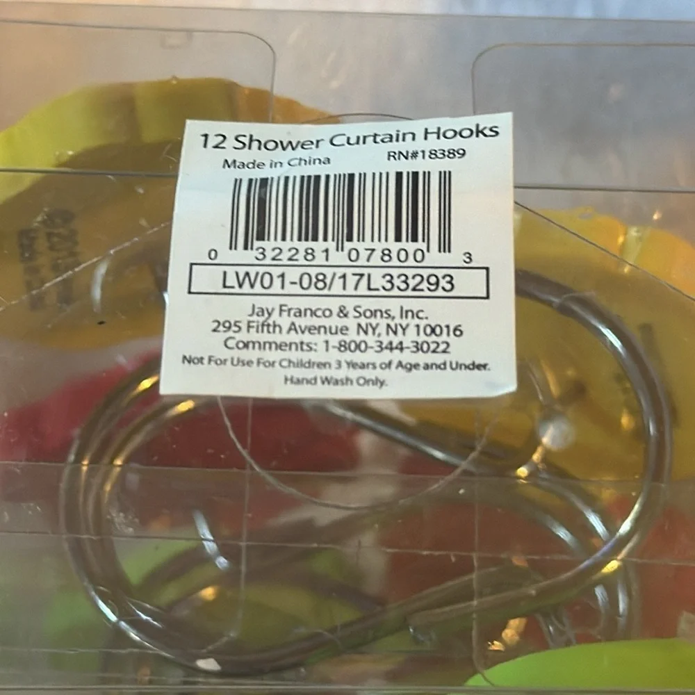 Fun Set of Fruity Shower Curtain Hooks- Set of 12 NIB